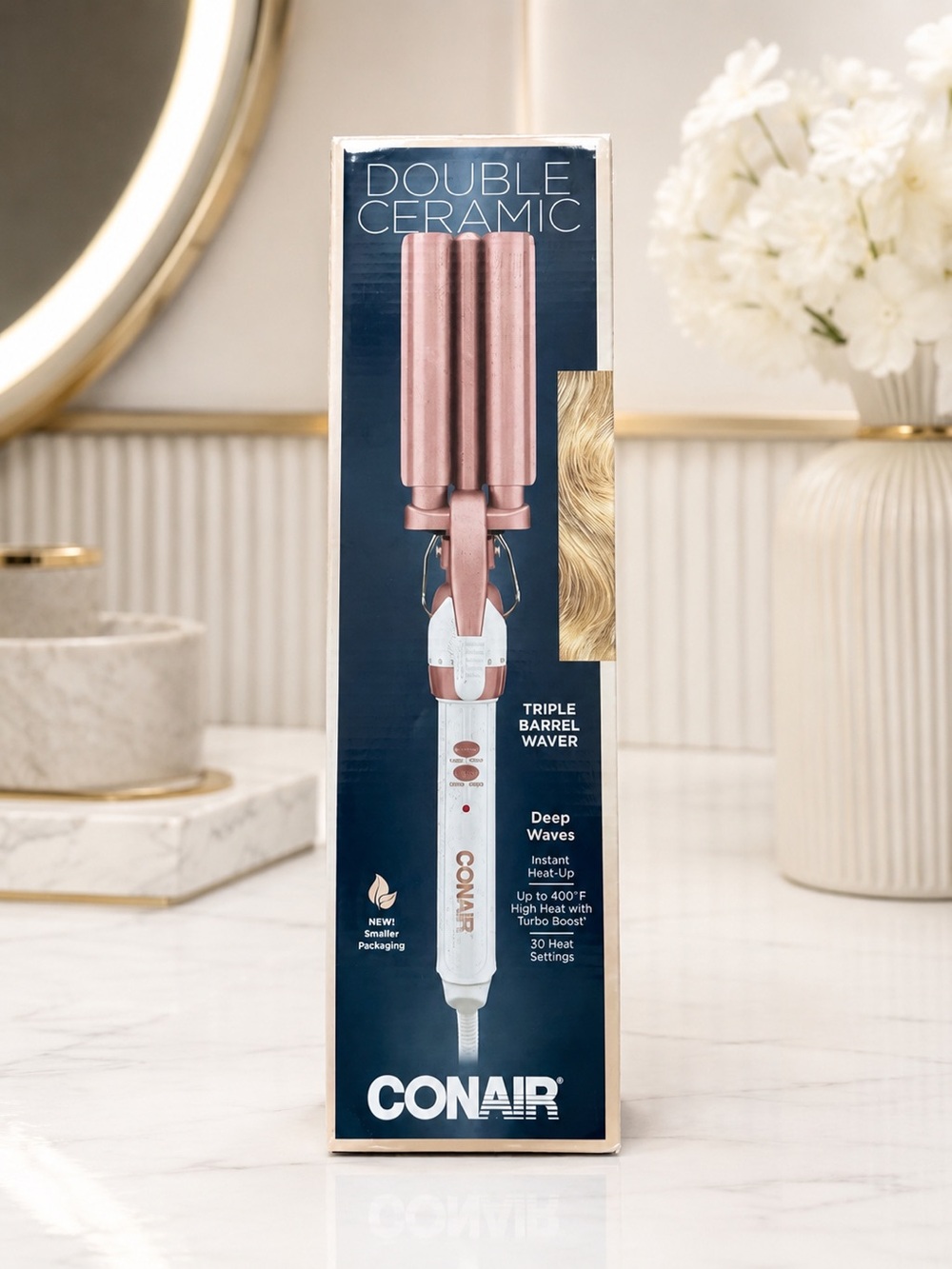 Conair Double Ceramic Triple Barrel Hair Waver Rose Gold NWT